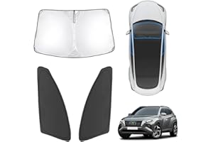 Karltys 3PCS Windshield Sun Shade for 2022-2025 2026 Hyundai Tucson, Front and Side Window Sunshade Cover Custom Fit Tucson, Foldable Sun Visor Protector Blocks Heat UV Rays Keep Your Car Cool
