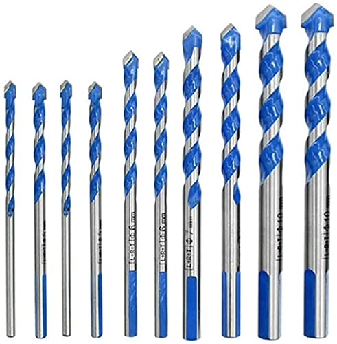 LATERN 10Pcs Tungsten Carbide Masonry Drill Bit Set for Metal Steel Porcelain Ceramic Tile Concrete Brick Plastic Wood (6 8 10 12mm)