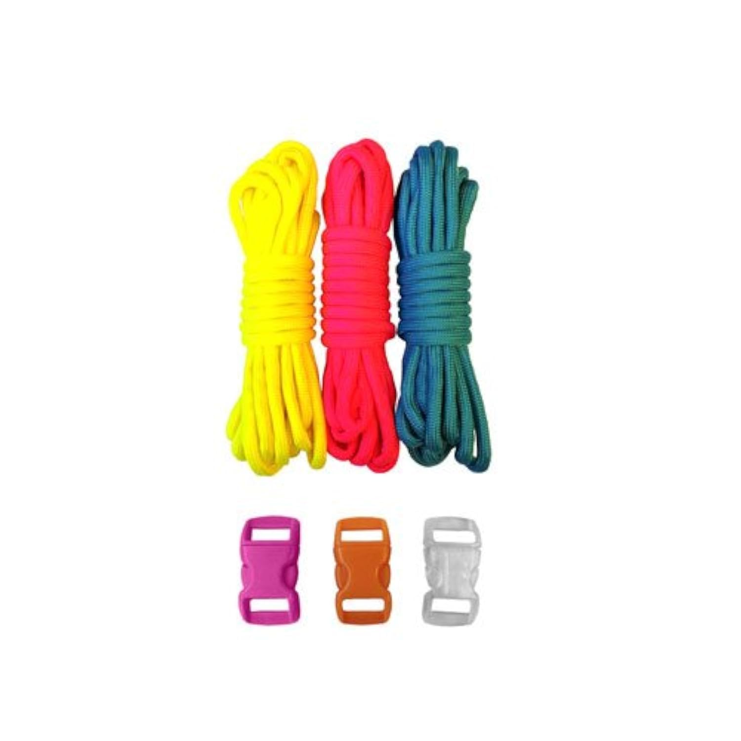PARACORD PLANET 550Lb Type Iii Paracord Combo Crafting Kits With Buckles 3 Neons