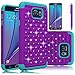 Galaxy Note 5 Case, EC™ Studded Rhinestone Crystal Bling Case, Hybrid Armor Dual Layer Diamond Case Cover for Samsung Galaxy Note 5 (Purple/Teal)