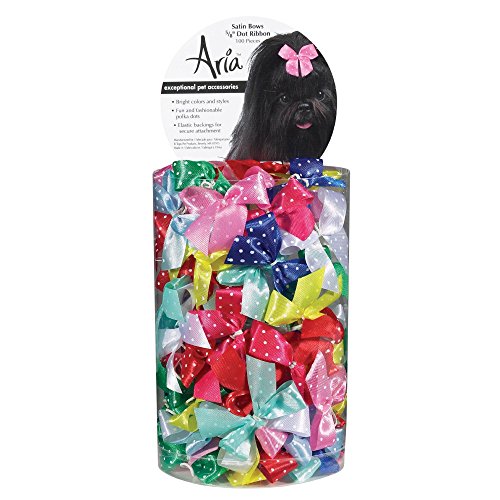 Aria Dot Ribbon Bows for Dogs, 100-Piece Canisters