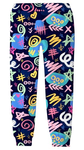 UIDEAZONE RETRO PANTS FOR BOYS NOVELTY 3D PRINTED 80S 90S STYLE SWEATPANTS SPRING SOFT LIGHTWEIGHT SPORTS JOGGER PANTS SIZE 10-12 SCHOOL HOME CLOTHES