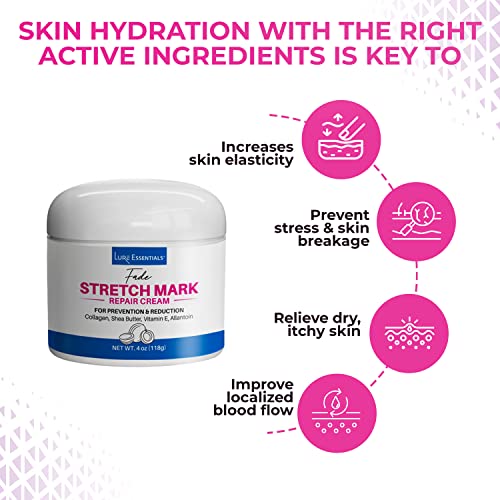 Lure Essentials Fade Stretch Marks Cream - Stretch Marks Remover Cream and Stretch Mark Prevention Cream for Pregnancy with Cocoa Butter