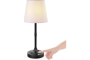 FOCONDOT Rechargeable Battery Powered Table Lamp, Wireless LED Lamps, Cordless Touch Lamps, Stepless Dimmable Bedside Lamps, Night Lamp for Bedroom, Dinning Room, Kitchen Decor, Office (Black)