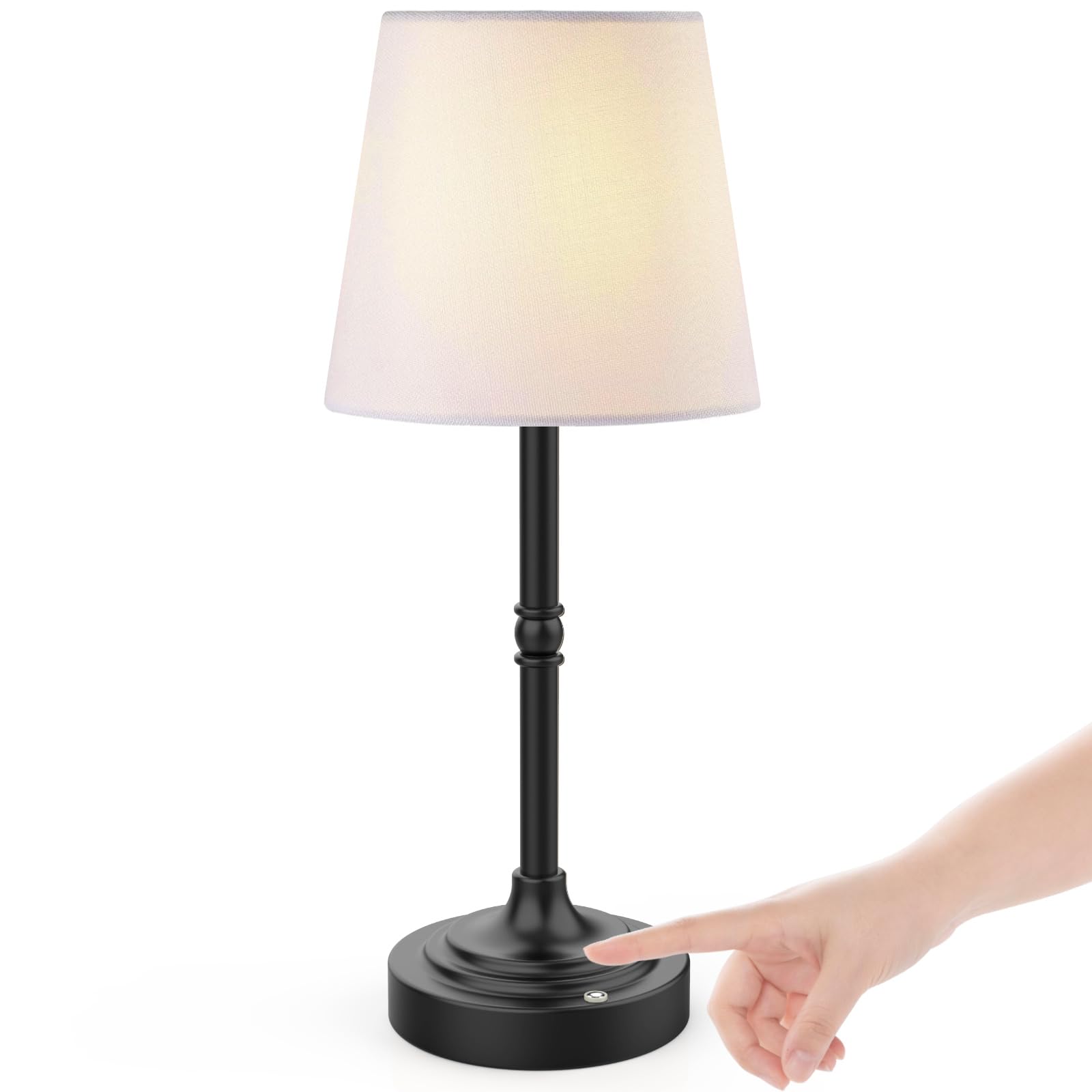 Photo 1 of Rechargeable Battery Powered Table Lamp, Wireless LED Lamps, Cordless Touch Lamps, Stepless Dimmable Bedside Lamps, Night Lamp for Bedroom, Dinning Room, Kitchen Decor, Office (Black)
