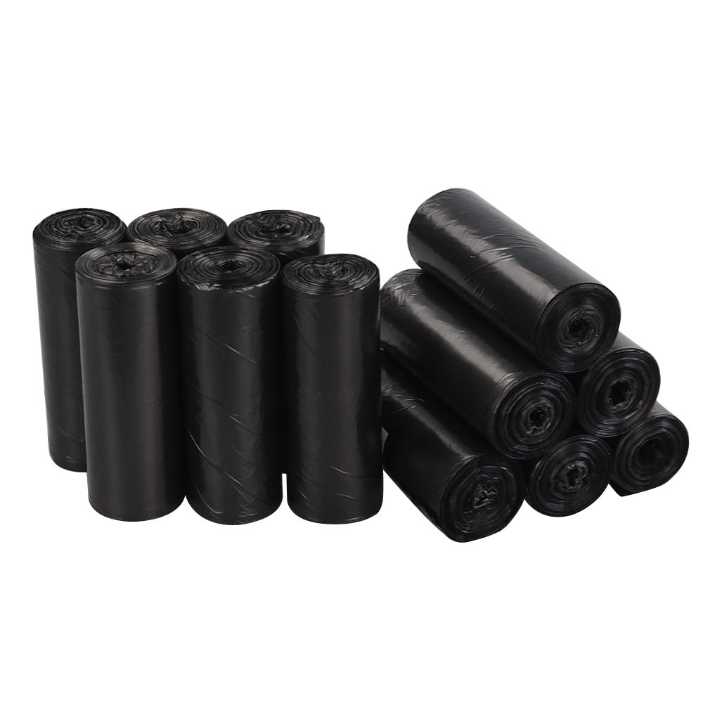Qshape 300 Counts 40 L Kitchen Waste Bin Liners, Black Bin Liners Bags, 12 Rolls