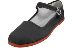 SHOES8TEEN Shoes 18 Womens Cotton China Doll Mary Jane Shoes Ballerina Ballet Flats Shoes