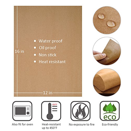 100pcs Unbleached Parchment Paper Baking Liners Sheets, Precut 12Ã—16 inches Non-stick Wax Paper for Cook, Grill, Steam, Pans, Air Fryers, Hamburger Patty Paper