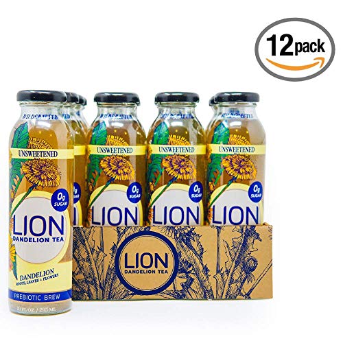 Prebiotic LION Dandelion Tea (Unsweetened) Improve Digestion, Reduce Bloating & Boost Immune System Delicious and Refreshing Prebiotics Bottled Tea using Dandelion Leaf and Root