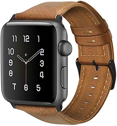 QIONGQIONG Iwatch Apple Watch Strap Bracelet Leather Metal Buckle Iwatch Series 4/3/2/1, 40Mm/44M/38Mm/42Mm 4 Color Options