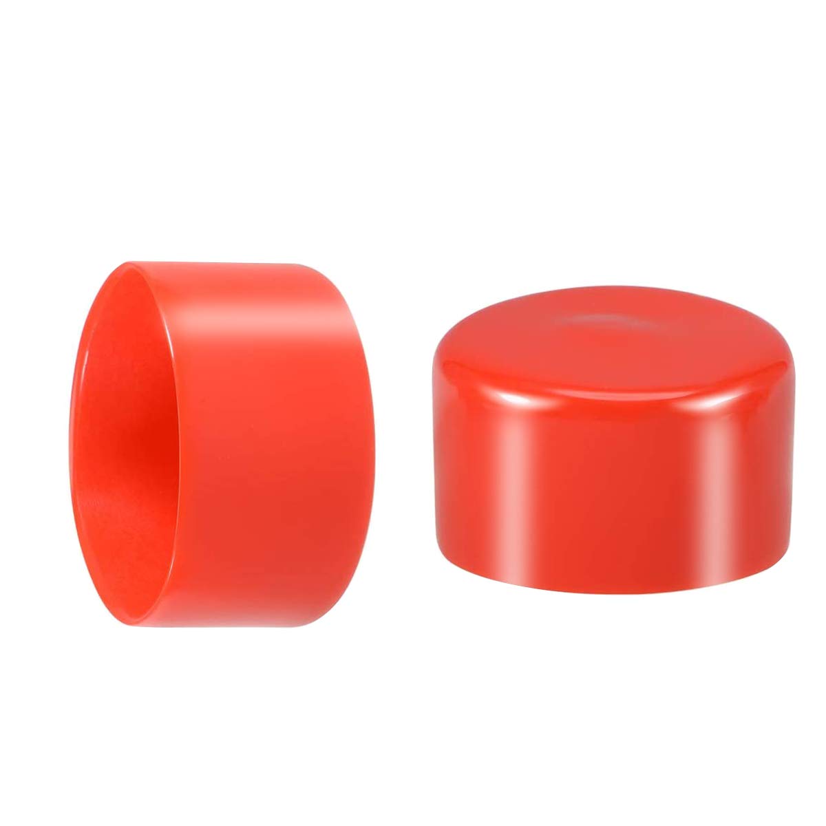 Screw Thread Protectors, PVC Rubber Round Tube Bolt Cap Plastic End Cap Cover Thread Protectors Red, Inner Dia 50mm， 50 Pcs — image 1