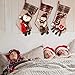 OurWarm Christmas Stockings, 3 Pcs 18 Inch Large Burlap Plaid Xmas Stockings with 3D Classic Snowflake Santa Snowman Reindeer Pattern Family Pack Stockings for Xmas Holiday Party Decorations