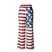 4th of July Women's American Flag Drawstring Wide Leg Pants Leggings (US 2/S, Red)