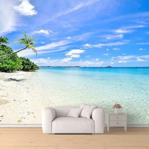 Wall Mural Romantic Beach Removable Wallpaper Wall Sticker for Bedroom Living Room - 66x96 inches