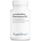 Supersmart Lactobacillus Rhamnosus GG 10 Billion CFU per Day (LGG Probiotic with Inulin) - L. Rhamnosus Supplement | Non-GMO & Gluten Free - 60 DR Capsules