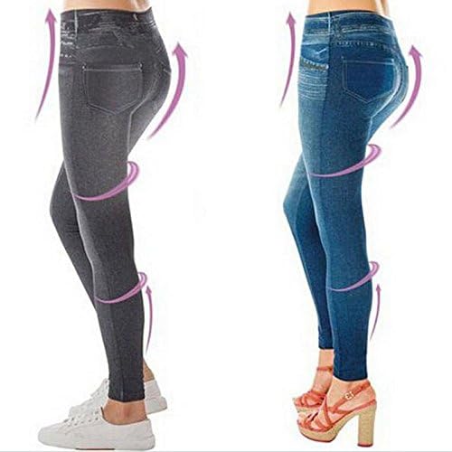Leggings Jeans for Women Denim Pants with Pocket Slim Jeggings Fitness Plus Size Leggings S-XXL Black/Gray/Blue