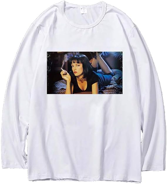 Amazon Pulp Fiction Pulp Fiction Cult Movie 映画 アメリカ Tシャツ 長袖 メンズ レディース Tシャツ 秋服 スポーツ Tシャツ トップス 無地 通気性 ファッション ゆったり 大きいサイズ 快適 カジュアル M Tシャツ カットソー 通販