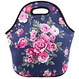 Lunch Bags for Women Men Reusable Insulated Thermal Lunch Bag Large 13"x10.2"x6.7" Neoprene Lunch Box Carry Case Handbags Tote with Zipper for Adults Nurse Teacher Work Outdoor Travel Picnic (001)