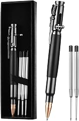 AUAUY Bolt Action Pen with Gift Case Retractable Aluminum Ballpoint Black