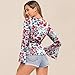 Moilant Women Floral Print T Shirt Deep V Neck Knot Shirts Long Sleeve Flare Sleeve Blouse Top Redthumb 1