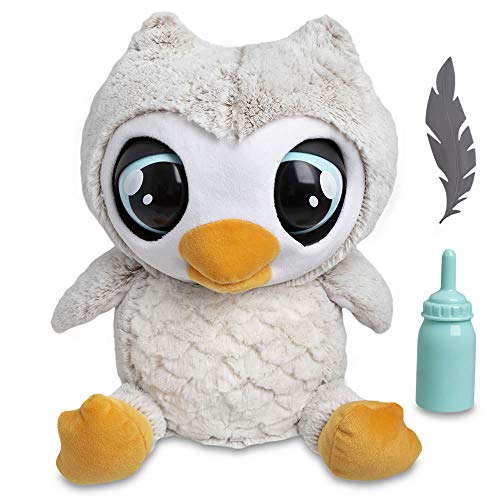 FAO Schwarz Hoots The Interactive Animated Talking Owl Plush Toy for Kids, Automatic Electronic Robotic Touch-Activated Doll with Giggle, Sleep, & Sneeze Sounds; Comes with Baby Bottle & Leaf