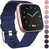 Maledan Compatible with Fitbit Versa Bands for Women Men, Small, Dark Blue