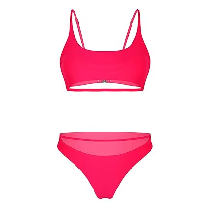 dPois Damen Tankini Bikini Sets Neckholder BH Push Up Oberteil mit String Tanga Micro Mini Slips Frauen Badeanzug Bademode De