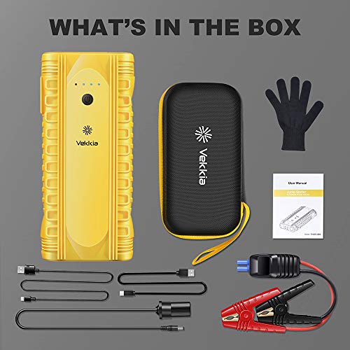 Vekkia Car Battery Jump Starter Portable, 1500A Peak 15000mAh 12V Auto