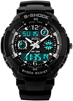 Bisika Unisex Sports Watch Watches Green Led Light Digital Waterproof S-Shock Wrist watch For Adult Kids