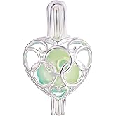 Vie jeune 10pcs Heart Pearl Cage Bright Silver Beads Cage Locket Pendant Jewelry Making-For Oyster Pearls, Essential Oil Diffuser, Fun Gifts (Heart-Olympic)