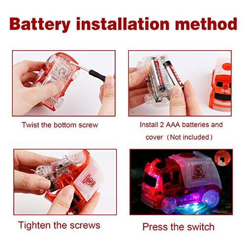 Mini Tudou DIY Puzzle Tracks Car Set Fire Engine Themed Vehicle Interchangeable Tracks 18 Pcs Sets Toys for Over 3 Year Old Boys Girls - Thumbnail 4