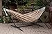 Vivere Double Sunbrella® Hammock with Space Saving Steel Stand, Sand (450 lb Capacity - Premium Carry Bag Included)
