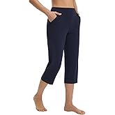 baleaf Womens Capri Pants High Waisted Straight Leg Yoga Capris Leggings with Pockets Crop Workout 21" Summer Pants