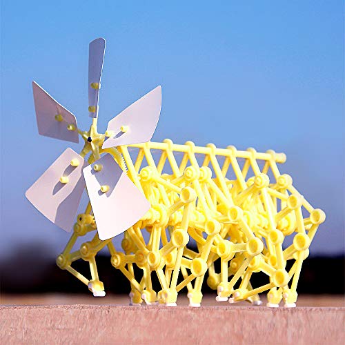 INTSUN Strandbeest Model Kit Wind Power Beast Standbeest Toy DIY Creative Turbine Wind Power Beast Mini Educational Walkable Strandbeest Birthday Gifts for Kids (Yellow)