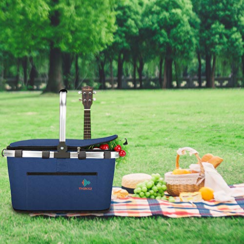 THIROLY Large Size Insulated Picnic Baskets, 28L Leakproof Collapsible