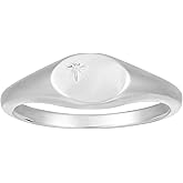 espere 18K Gold Plated Tiny Signet Ring Oval Pinky Stacking Ring North Star Dainty Gold Rings for Women