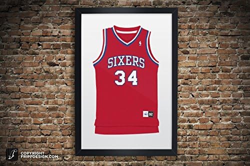 Vintage Philadelphia 76er's Jersey Illustrations Dr. J, Iverson, Barkley, Chamberlain, Malone Premium Print Wall Art in Various Sizes