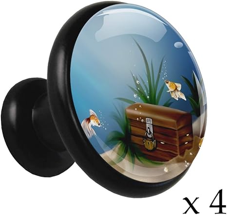 Yuzheng Tesoros submarinos Perillas Negras de Cocina de 4 Piezas