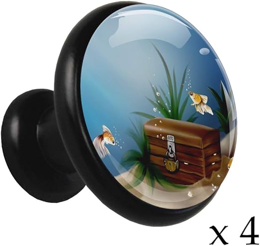 Yuzheng Tesoros submarinos Perillas Negras de Cocina de 4 Piezas