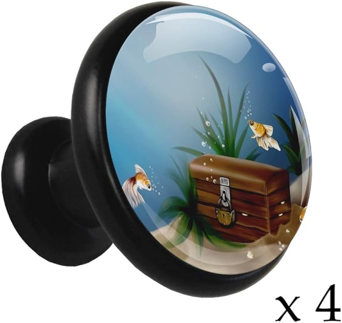 Yuzheng Tesoros submarinos Perillas Negras de Cocina de 4 Piezas