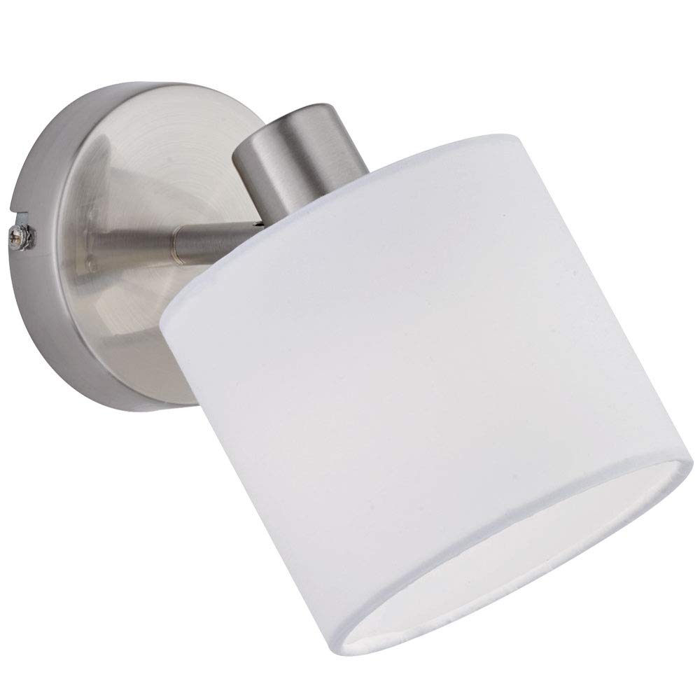 Reality Leuchten Tommy R80331001 Wall Spotlight Matt Nickel with White Fabric Shade — image 1