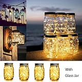 WERTIOO 4 Pack Solar Mason Jars Lights,30 LEDs Hanging Solar Lanterns Garden Decor Outdoor Lights Warm White Table Decor Fairy Lights for Patio Wedding Christmas Party (4 Pack)