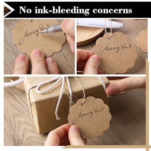 SallyFashion 200PCS Kraft Paper Tags with String, Round Circle Gift Tags 2.4\