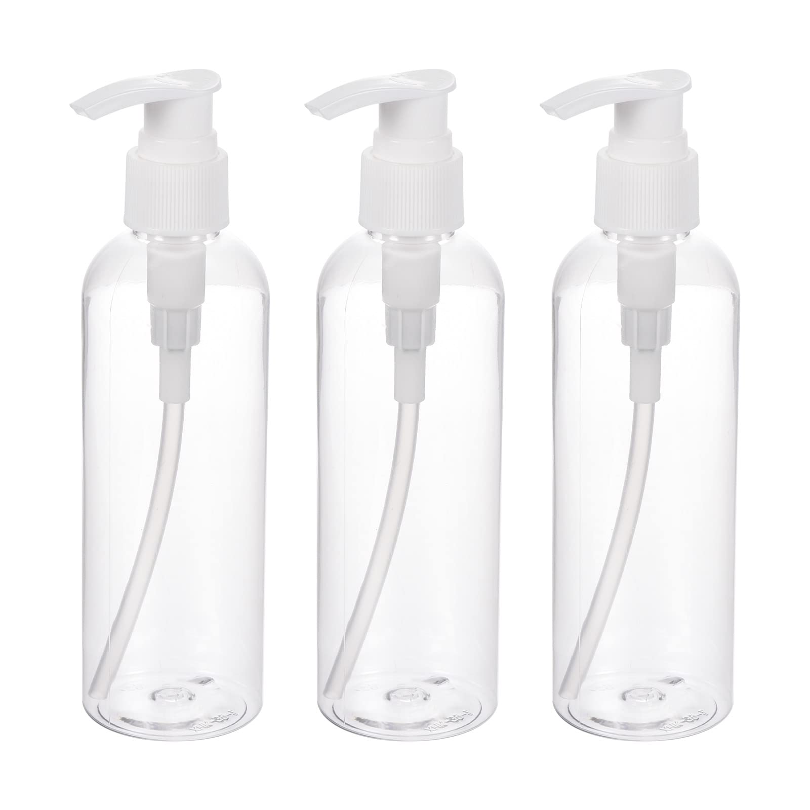 PATIKIL 200mL Airless Pump Bottles 3 Pack Portable Refillable Dispenser Containers for Travel Shampoo Lotion, Clear