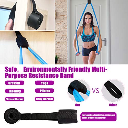 HPYGN Resistance Bands Set, Exercise Bands for Physical Therapy, Strength Training, Yoga, Pilates, Stretching, Non-Latex Elastic Band With Different Strengths,Workout Bands with Door Anchor