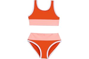 ADXSUN Toddler Girls Swimsuit Casual Swimwear Kids Two Piece Color Block Bathing Suits Beach Bikini Set