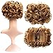 SWACC Short Messy Curly Dish Hair Bun Extension Easy Stretch hair Combs Clip in Ponytail Extension Scrunchie Chignon Tray Ponytail Hairpieces (Strawberry Blonde-27#)