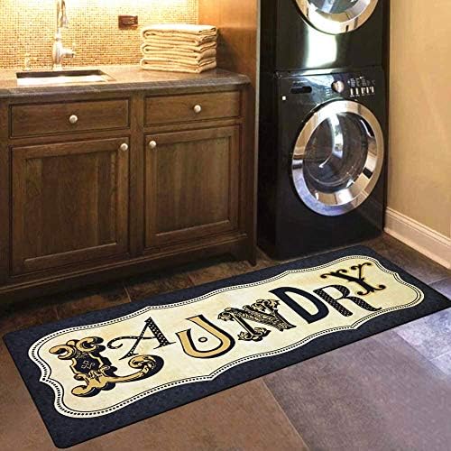USTIDE Retro Laundry Room Mat,Vintage Style Laundry Room Floor Mat for