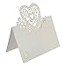 Jypc 50pcs Wedding Party Table Name Place Cards Favor Decor Love Heart Laser Cut Design (White)