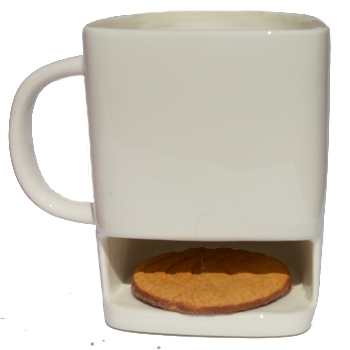 WHITE BISCUIT POCKET MUG Novelty Cookie Holder Pocket Coffee Tea Cup